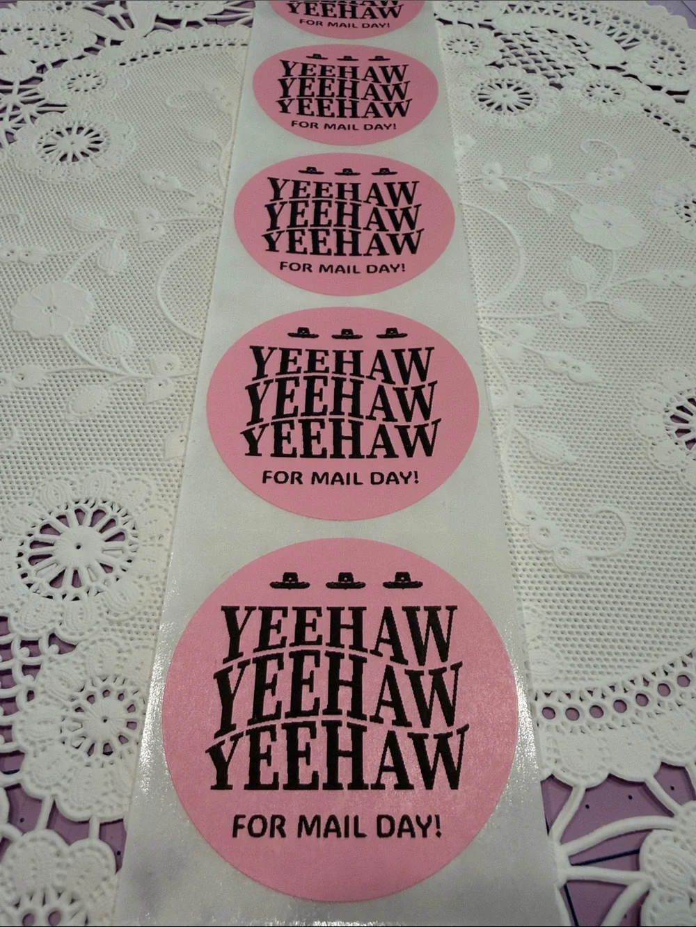 2” Yeehaw Pink Mail Day Sticker set of 100